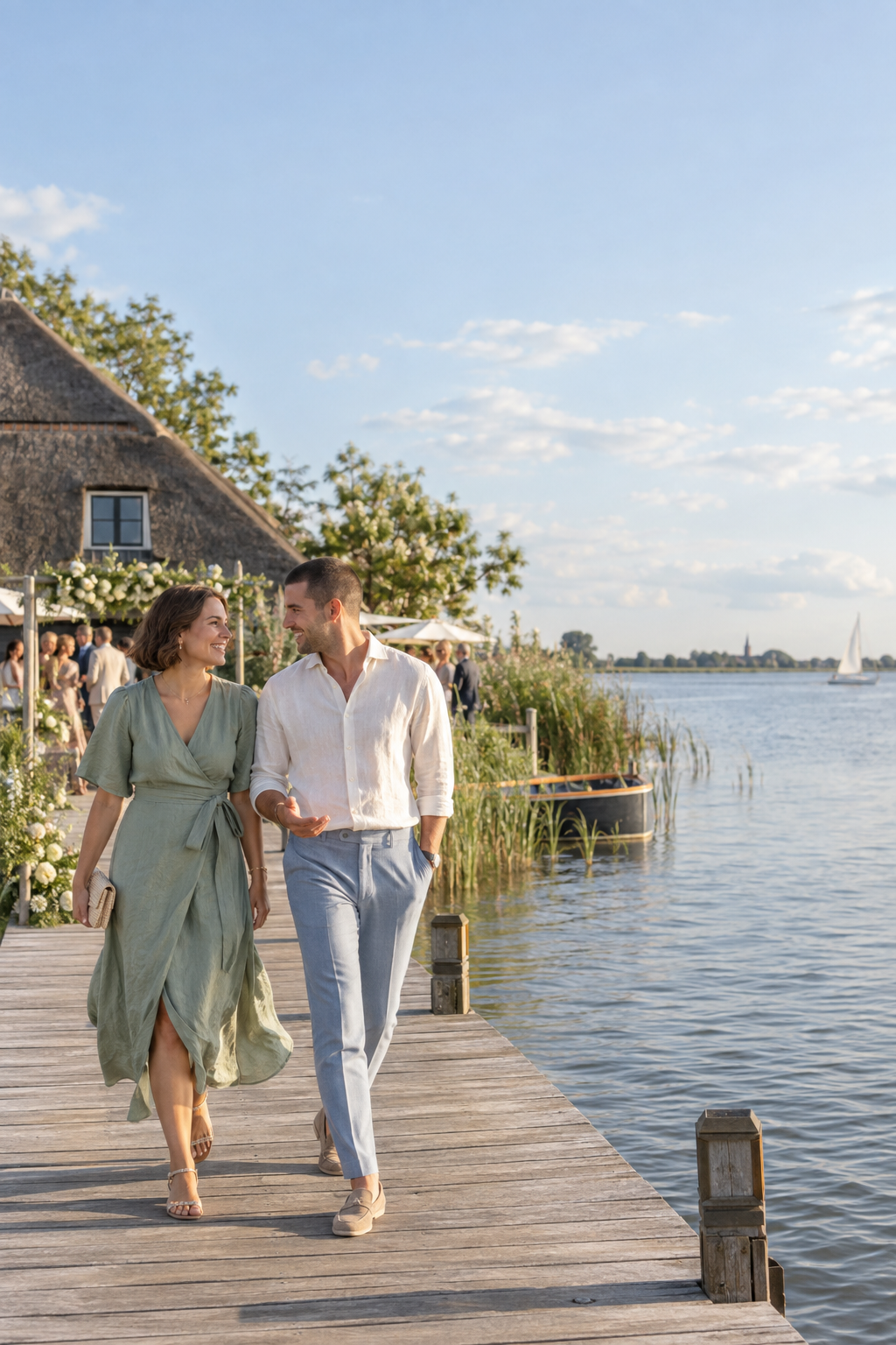 Koppel in summer chic outfits in Friesland